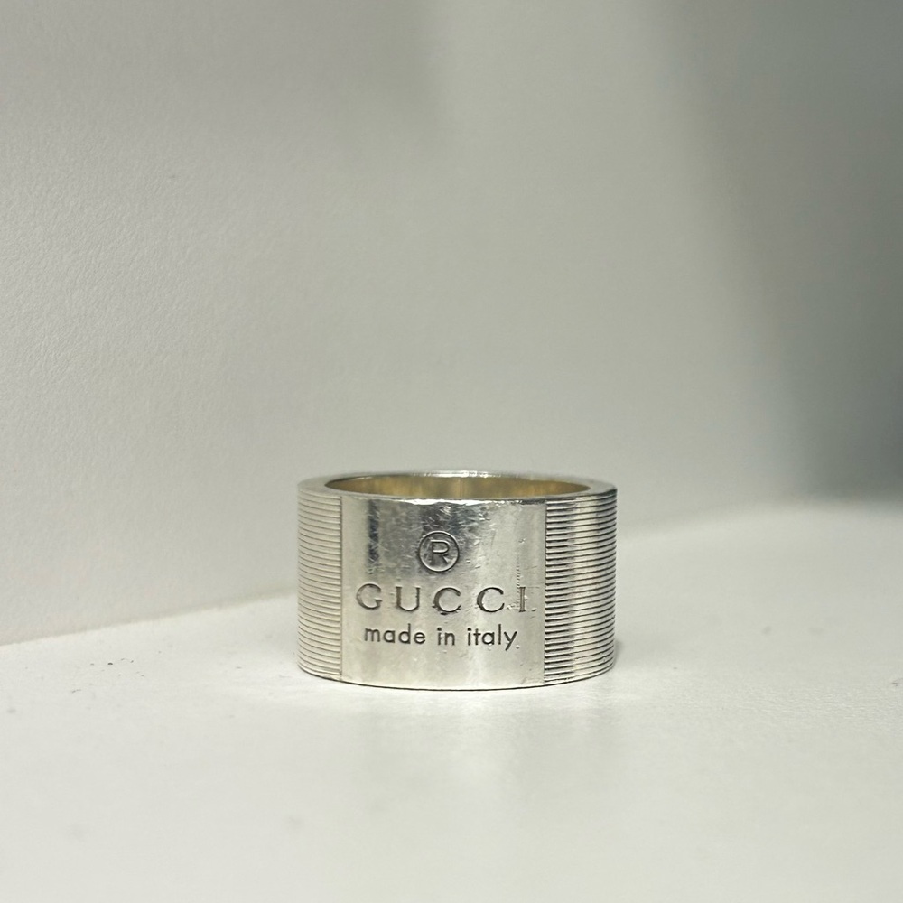Authentic Gucci Wide .925 Sterling Silver Ring Size 7